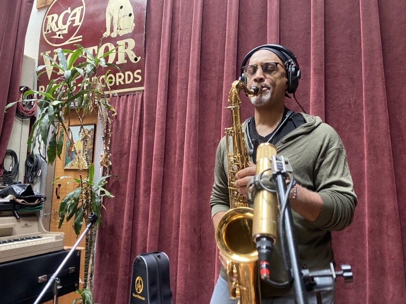 A photo of Craig Handy playing the saxophone at Wide Hive Records. A photo of Craig Handy playing the saxophone at Wide Hive Records.