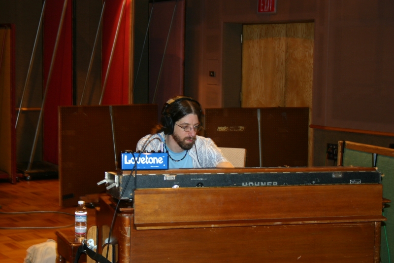Matt Cunitz on a keyboard at the Wide Hive Studio.