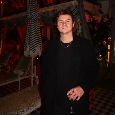 A photo of JED at night.