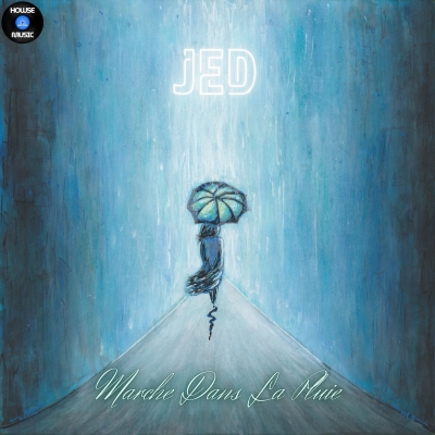 The cover for the single of JED's "Marche dans la Pluie." Artwork by Melanie Sanchez.